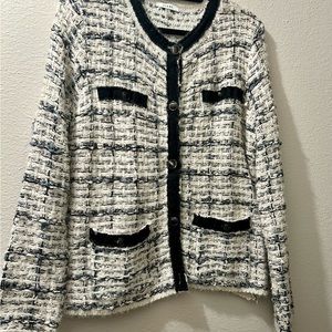 Sioni Black/White Cardigan Sweater Size L